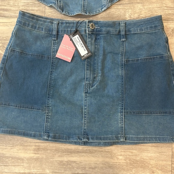 PLT Shape Vintage Light Wash Denim Corset & Micro Mini Skirt - Picture 3 of 5